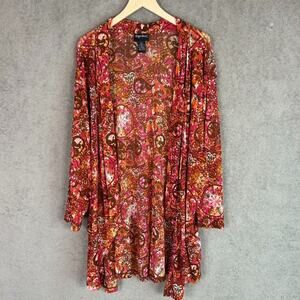 Maggie Barnes Womens Sheer Cardigan Size 5X Boho Art to Wear Artsy Lightweight